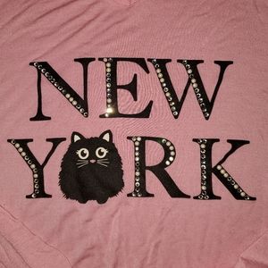 Used Justice L/S Pink New York Cat Shirt Sz. 12